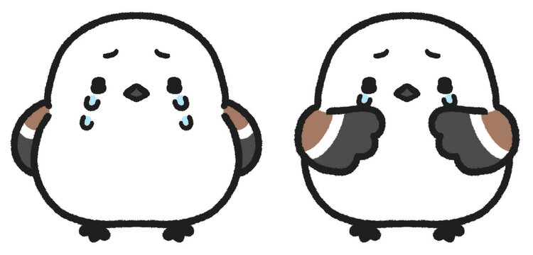 泣いているシマエナガのイラストセット