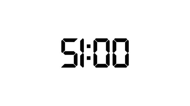 56 Minutes Digital Timer Countdown Sequence with Black and White Stripes Background Cinematic Motion