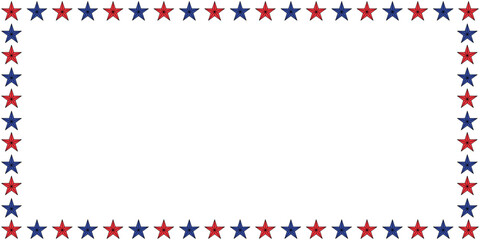 Fototapeta premium American patriotic stars horizontal frame . American patriotic border frame for cards and invitations . Vector illustration