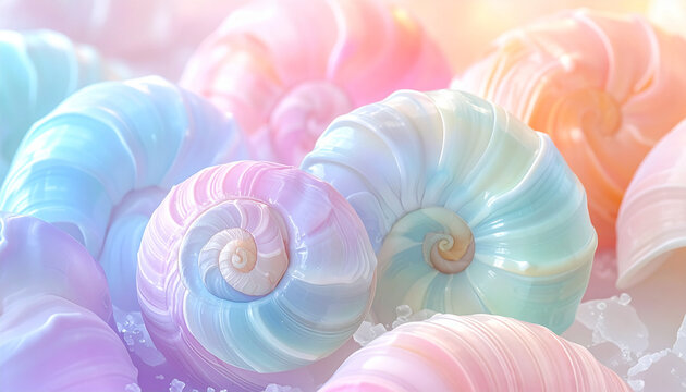 Pastel Spiral Seashell Background