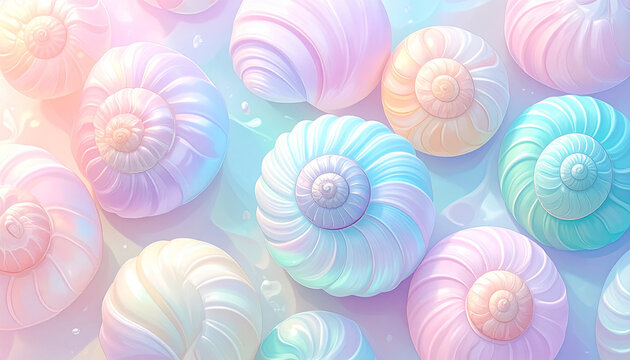 Pastel Seashell Pattern Background
