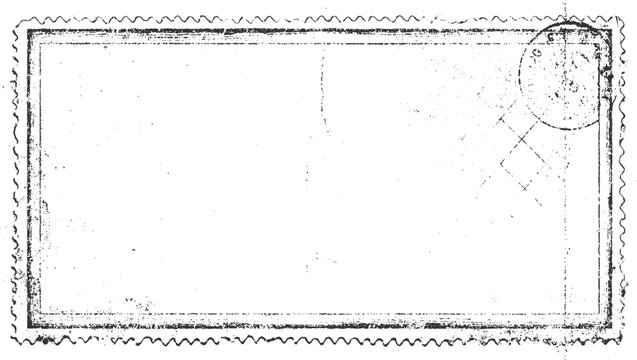 Vintage blank postage stamp with perforated edges and postmark imprint empty