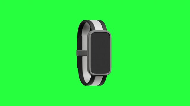3D Smartband Icon Pop Up Bounce Animation on Green Screen Background for Fitness Tracking, Health Monitoring, and Wearable Technology Concept