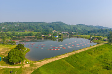 Fototapeta premium Summer scenery of Mulan Grassland Scenic Area, Wuhan, Hubei, China
