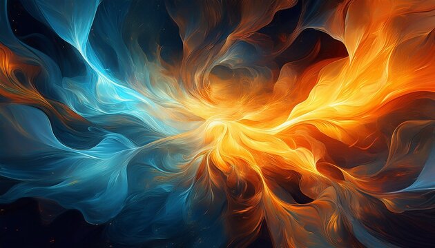 abstract energy transformation background with fiery orange and cool blue motion