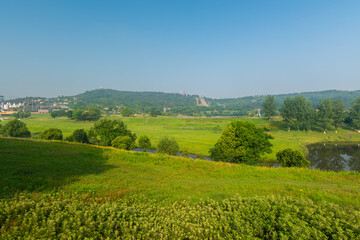 Fototapeta premium Summer scenery of Mulan Grassland Scenic Area, Wuhan, Hubei, China