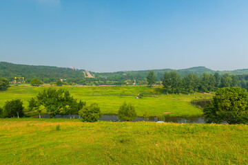 Fototapeta premium Summer scenery of Mulan Grassland Scenic Area, Wuhan, Hubei, China