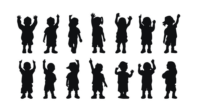group of grasshopper silhouettes in black and white on white background for nature and insect themes