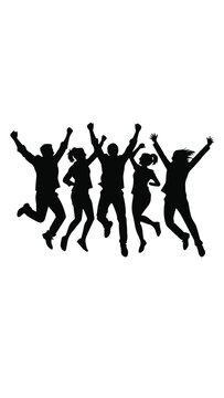 group of silhouetted people dancing at night with vibrant colorful lights for entertainment and celebration