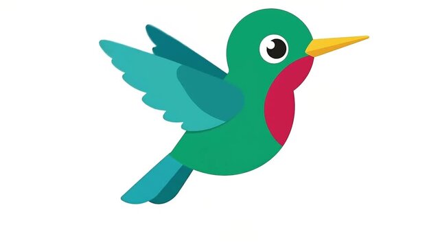 Cute Cartoon Hummingbird Flying Loop, Animated Colorful Bird Motion Graphic Motion Graphic Videos