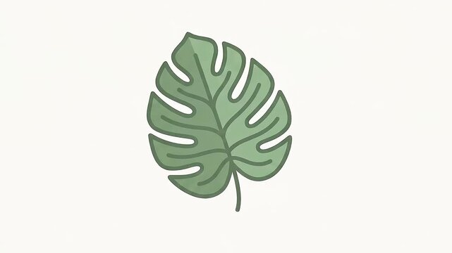 Minimalist Monstera Leaf Motion Graphic Animated on White Background Motion Graphic Videos