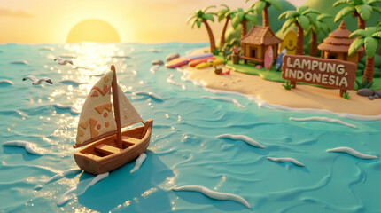Obraz premium A small boat floating on top of a body of water next to a beach