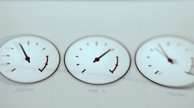 Minimalist analog gauges on industrial control system panel