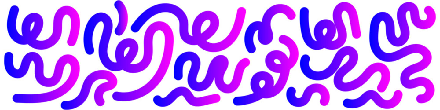 Abstract Wavy Lines with Purple Blue Gradient Set - Collection of abstract wavy lines with a flowing curved lines, fluid shapes for modern posters, patterns, prints, and creative backgrounds, vector.