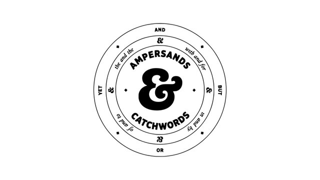 Badge Featuring Ampersands and Catchwords Concept, Black and White Typographic Emblem for Branding and Design