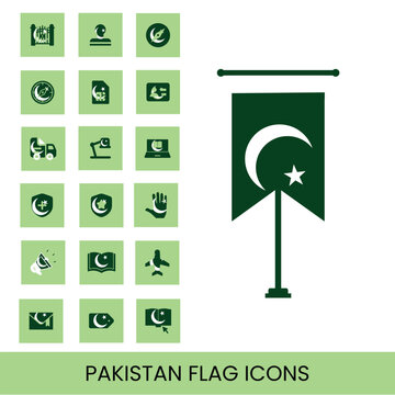 Pakistan flag icons in different styles