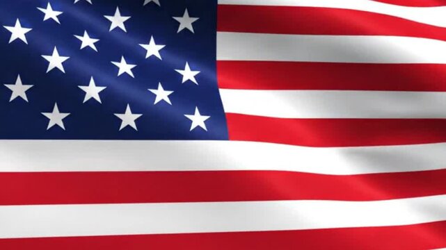 American flag waving in slow motion on windy day close-up shot symbol of freedom.