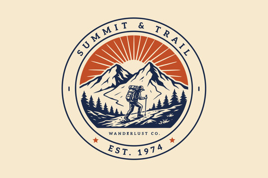 Retro travel-themed featuring a vintage mountain lodge and skiers, 1970s retro travel vintage mountain lodge