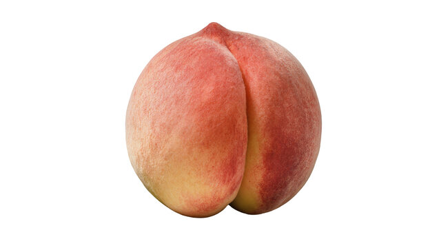 Isolated fresh ripe peach fruit with fuzzy skin and natural reddish-yellow blush on a solid backdrop