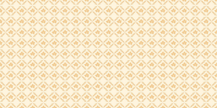 Seamless Floral Pattern with Ornamental Diamond Motif Vintage Elegant Background in Beige and Orange
