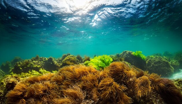 brown and green algae underwater