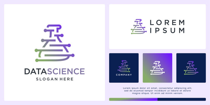 Data science logo design template abstract