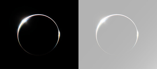 Glowing ring overlay transparent light circle halo lens flare round light eclipse glow effect © Alehandro
