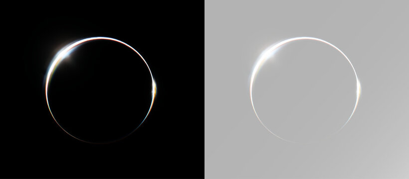 Glowing ring overlay transparent light circle halo lens flare round light eclipse glow effect