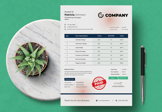 Corporate Invoice Template Layout