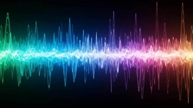 Colorful Sound Wave Visualization on Black Background Captivating Audio Spectrum.