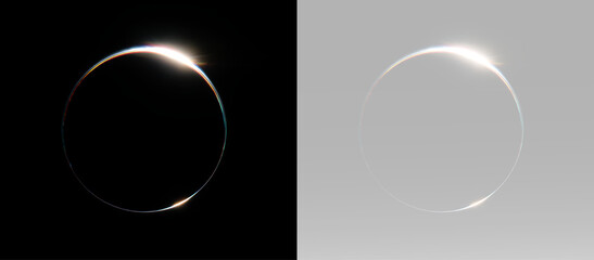 eclipse light ring overlay transparent glowing halo circle lens flare glow effect © Alehandro