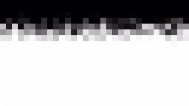 Pixel transition animation, digital mosaic wipe effect, block reveal overlay, glitch scene change, abstract pixelated dissolve, video editing motion graphic