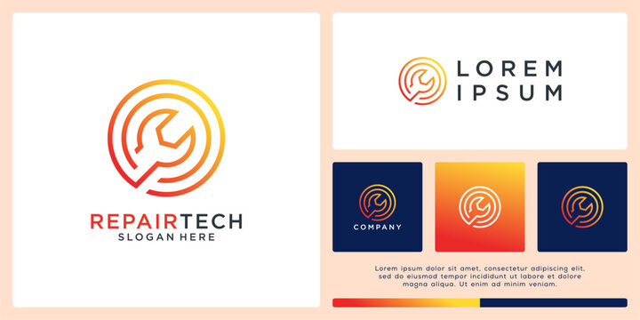 Repair tech logo design template