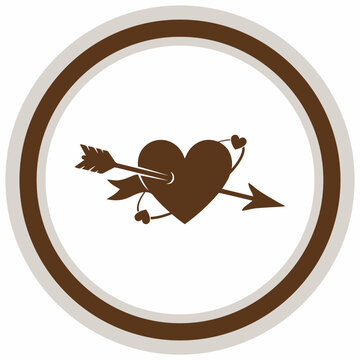 Heart with arrow through it in circle design element