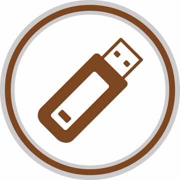 Usb flash drive icon with brown and gray color scheme