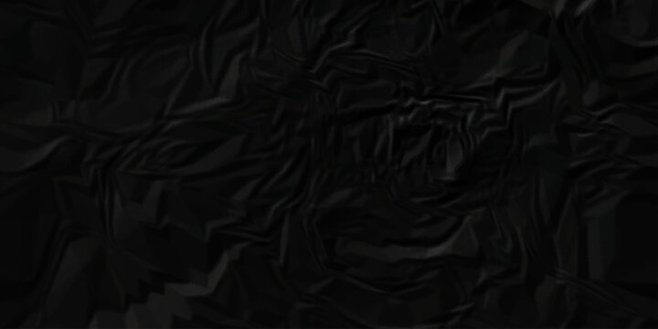 Black crumpled paper texture . Black wrinkled paper texture. Black crumpled and top view textures can be used for background of text or any contents .