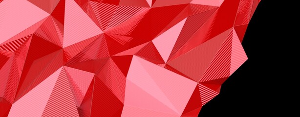 Fototapeta premium Geometric low poly abstract design with red shades and texture variations