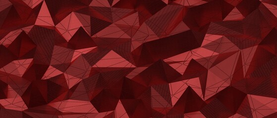 Fototapeta premium Intricate dark red geometric pattern with repeating polygonal shapes and lines