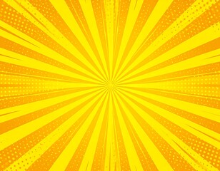 Fototapeta premium Vibrant Yellow Sunburst Pattern Radiating From Center in Comic Style Background