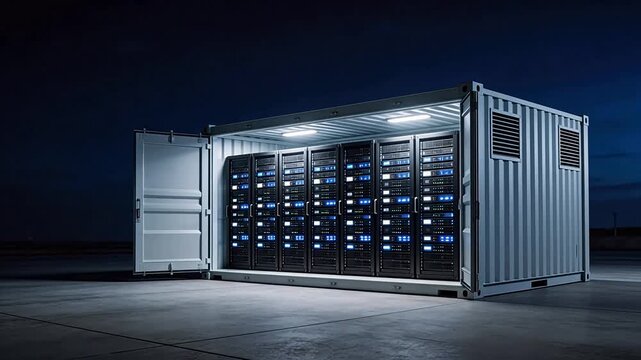 Container with server racks