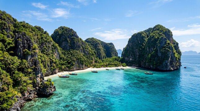 Aerial view of Pileh Lagoon in Phi Phi Islands Thailand