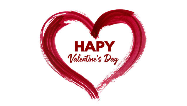 Isolated expressive red brush stroke heart with 'HAPY Valentine's Day' text inside