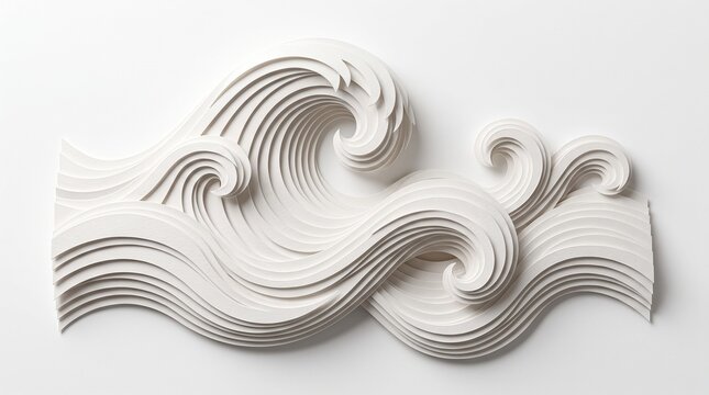 3d abstract art background beach curvy decorative foam form geometric layers ocean sea shape stacked texture studio lighting isolated background lifestyle concept