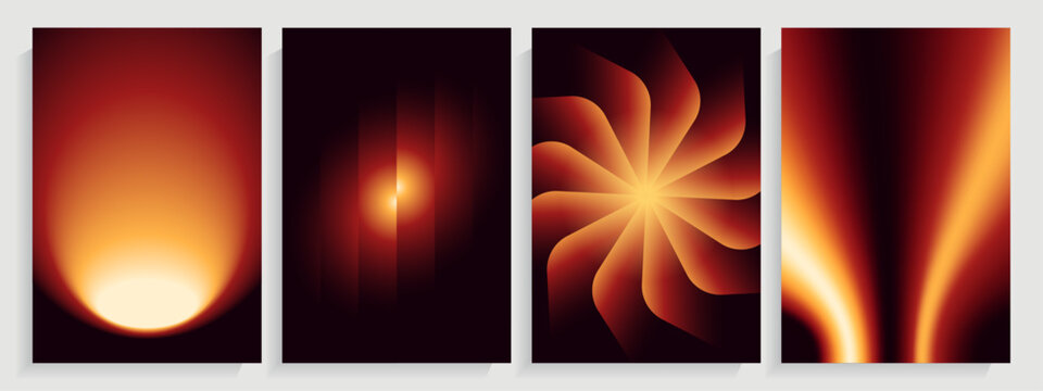 Abstract Copper Geometric Vortex and Glowing Spotlight Vector Backgrounds