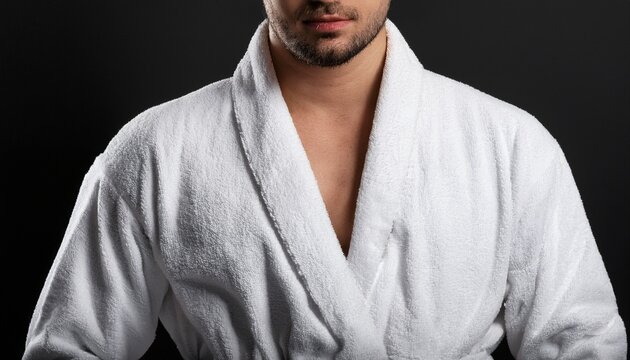 white bathrobe on black background