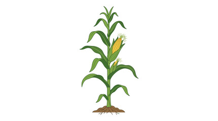 Fototapeta premium corn plant with roots and leaves