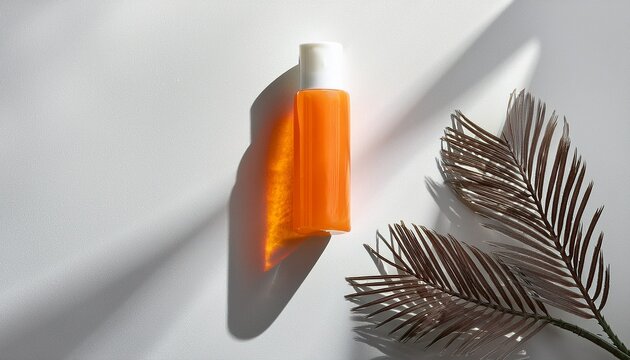 minimalist self tanning gel bottle on white surface for beauty e commerce