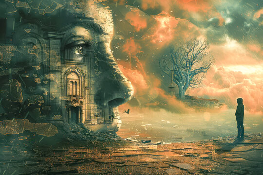 Deep introspective thinking process of internal psychological self examination.