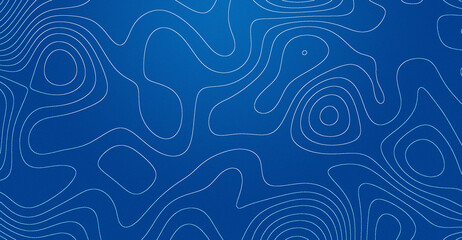Abstract blue topographic map background with white contour lines and grainy texture. © Mifta