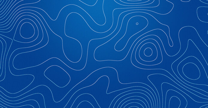 Abstract blue topographic map background with white contour lines and grainy texture.